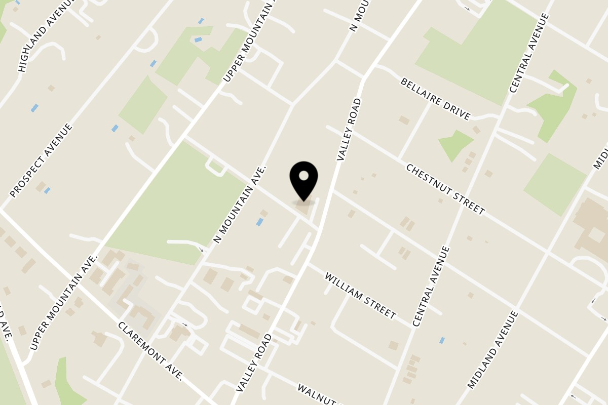 Map showing the location of Honey Brewed Cafe Montclair on 150 Valley Rd in Montclair